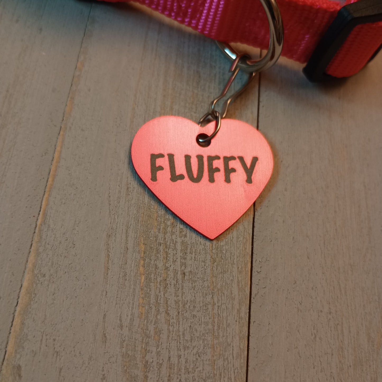 Dark Pink Heart Shaped Pet Tag