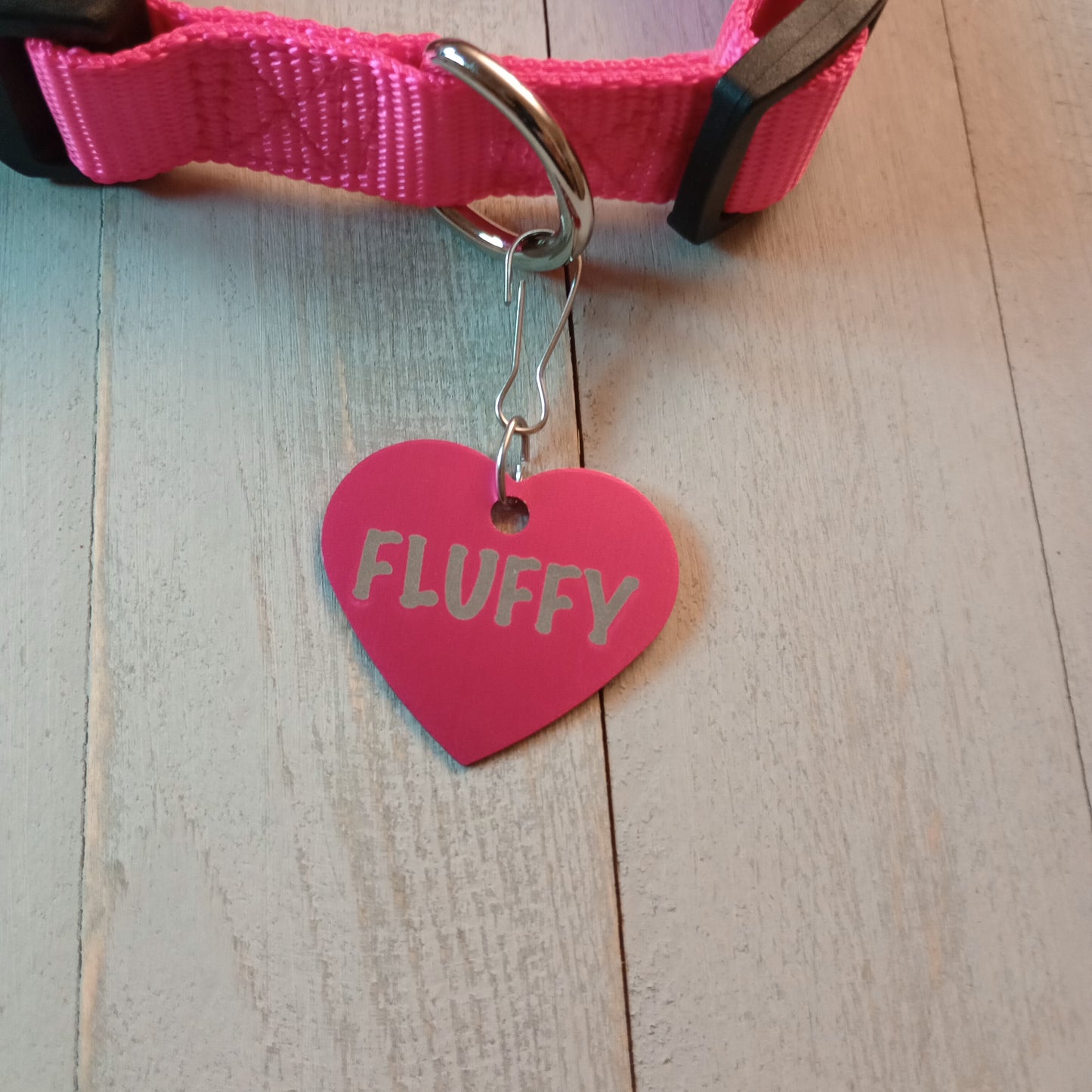 Dark Pink Heart Shaped Pet Tag