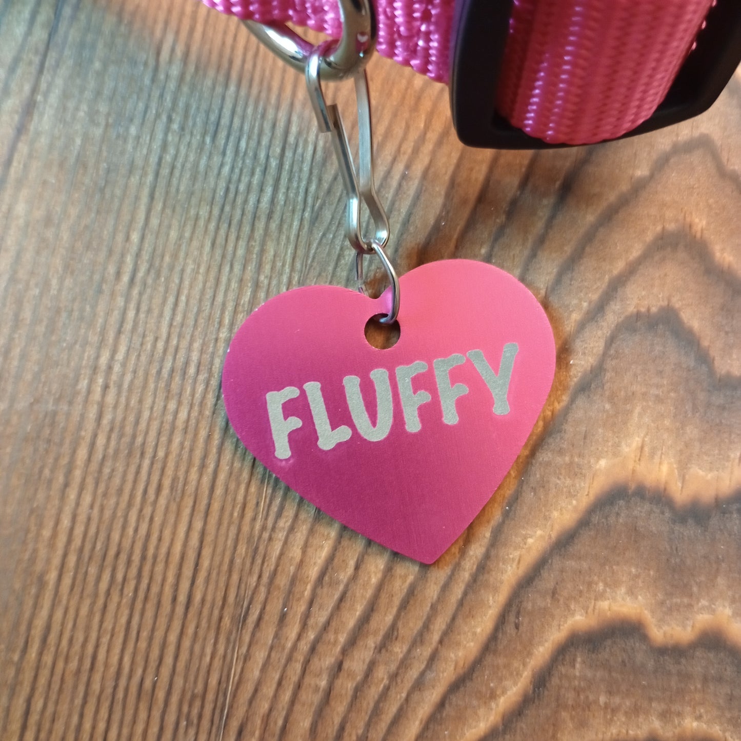 Dark Pink Heart Shaped Pet Tag