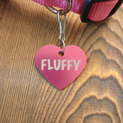 Dark Pink Heart Shaped Pet Tag