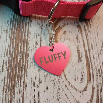 Dark Pink Heart Shaped Pet Tag