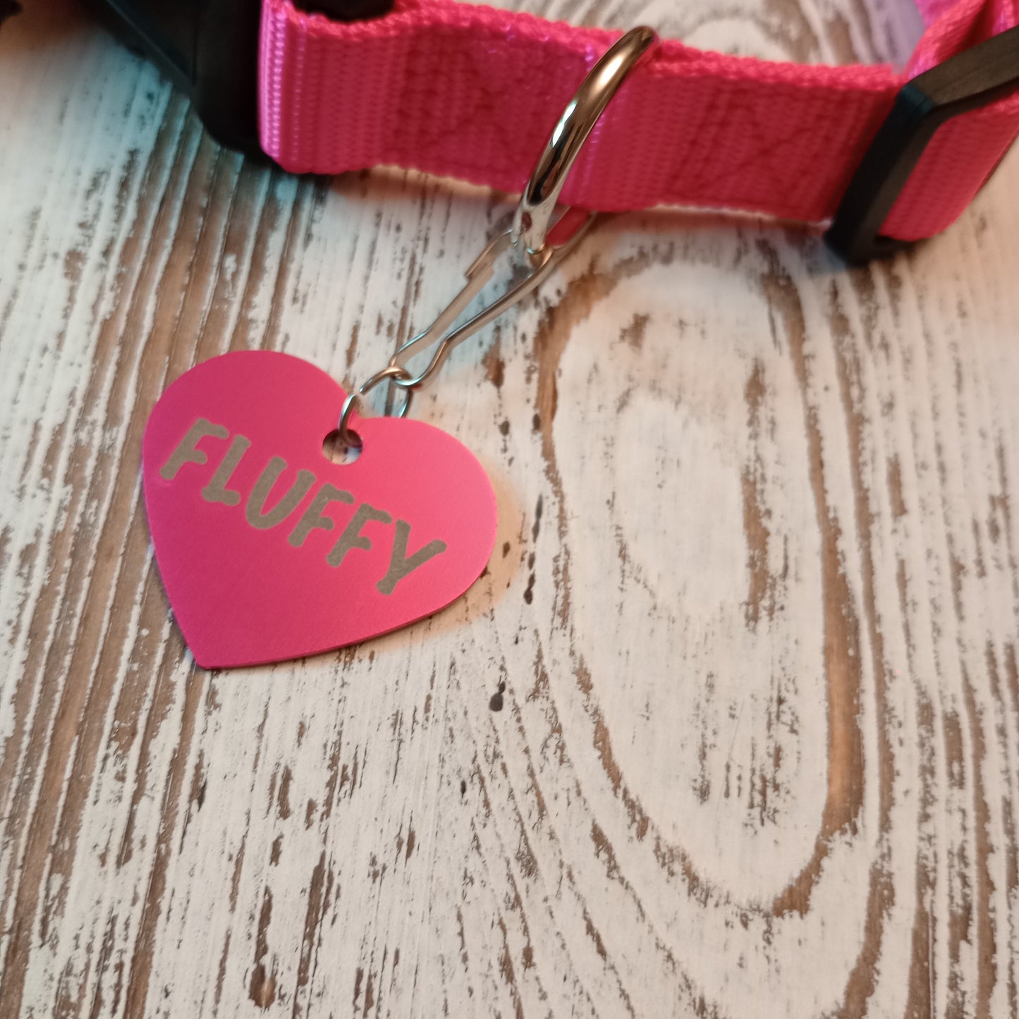 Dark Pink Heart Shaped Pet Tag