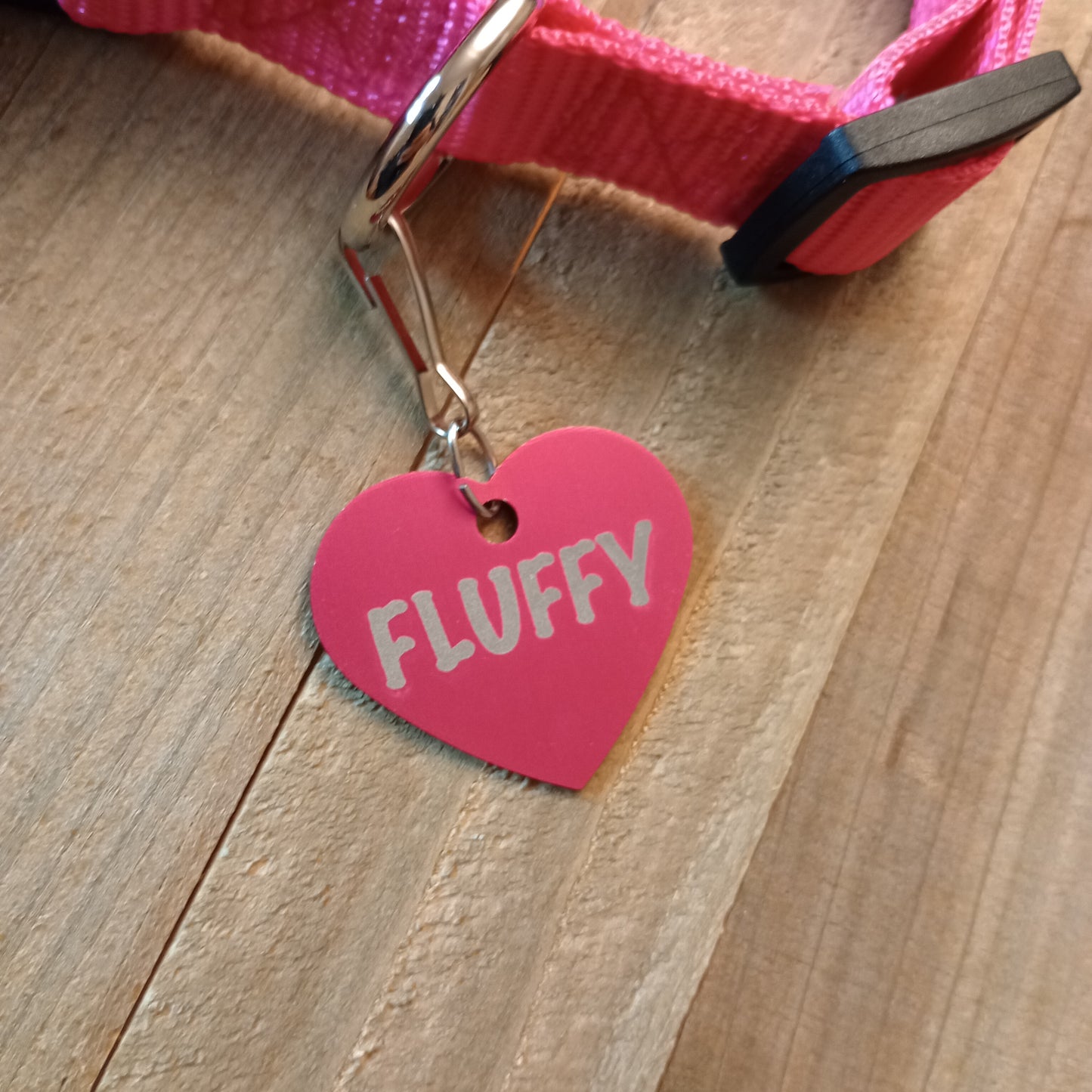 Dark Pink Heart Shaped Pet Tag