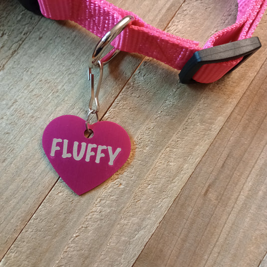 Dark Pink Heart Shaped Pet Tag