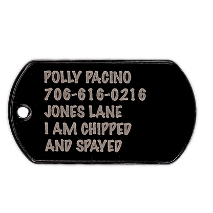 Black Laser Engraved Military Dog Tag Pet Tag