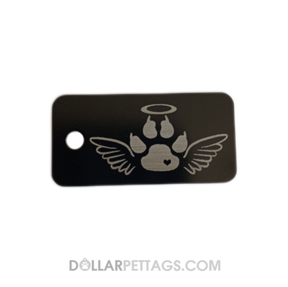 Black Rectangular Angel Cat Tag