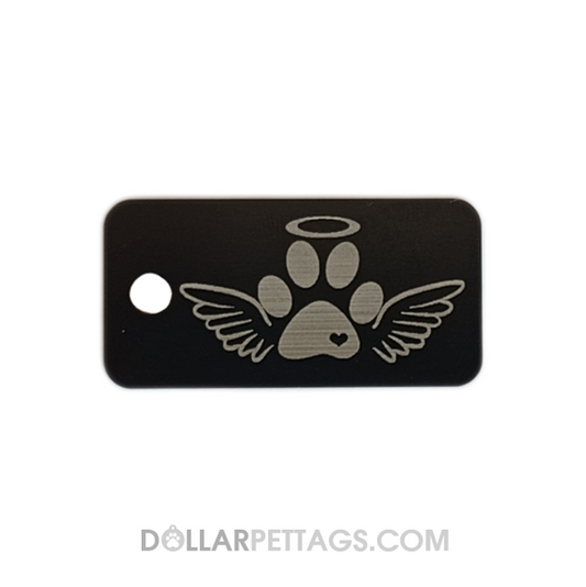 Black Rectangular Angel Dog Tag