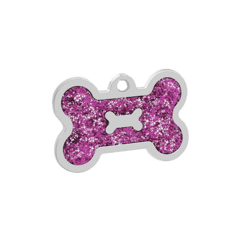 Purple Glitter Bone Shaped Pet Tag