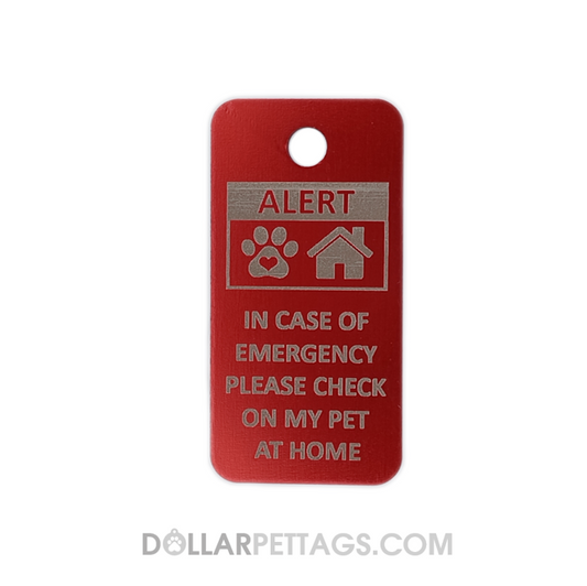 Red Rectangular "Please Check On My Pet" Tag