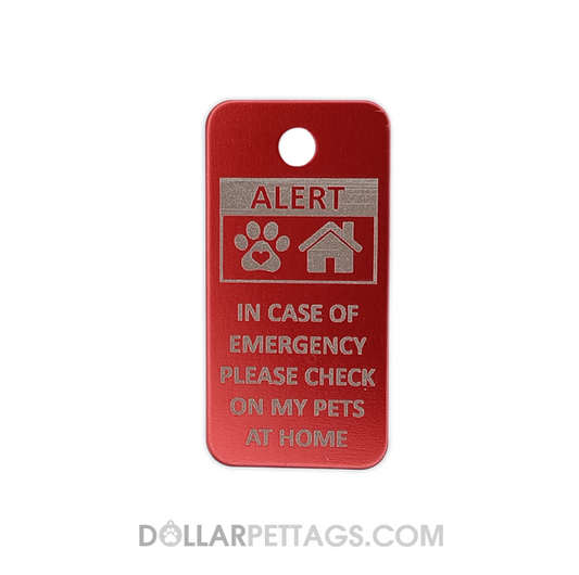 Red Rectangular "Please Check On My Pets" Tag