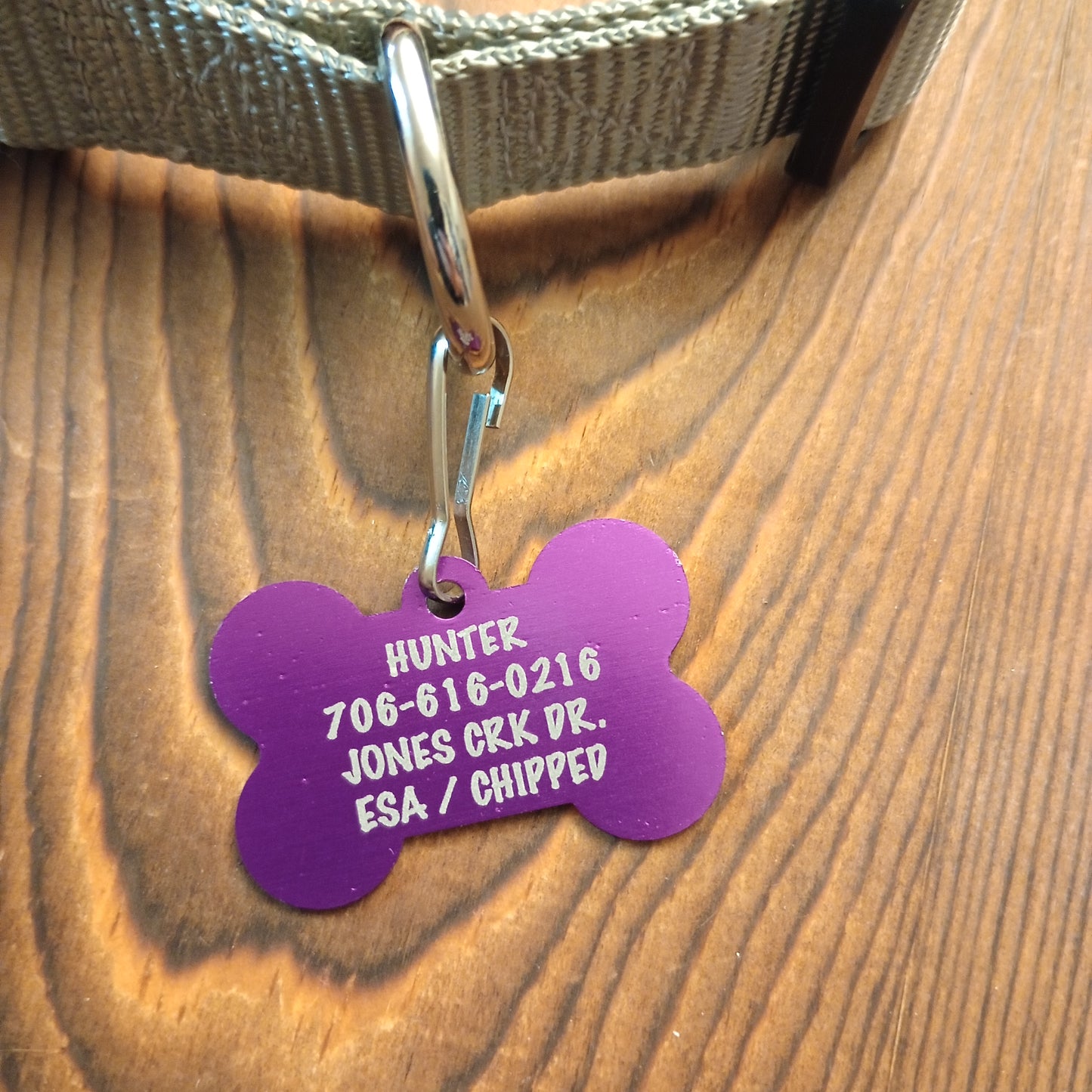 Purple Bone Shaped Pet Tag