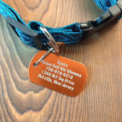 Orange Military Style Pet Tag.