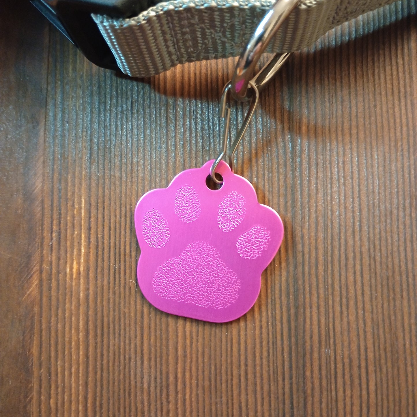 Dark Pink Large Paw Pet Tag (1.4 inch)