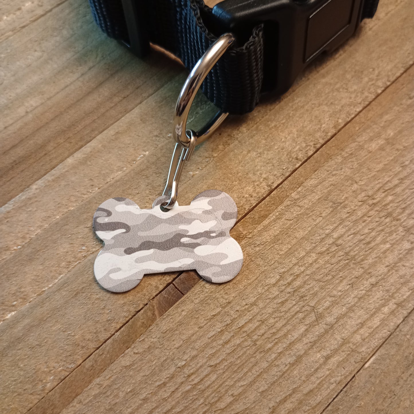 Gray Camo Bone Shaped Pet Tag