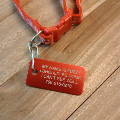 Red Rectangular Pet Tag.