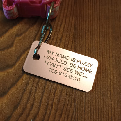 Light Pink Rectangular Pet Tag