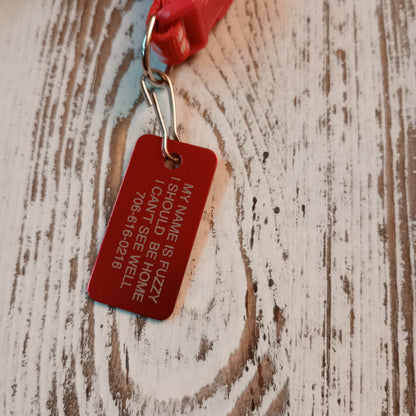 Red Rectangular Pet Tag.