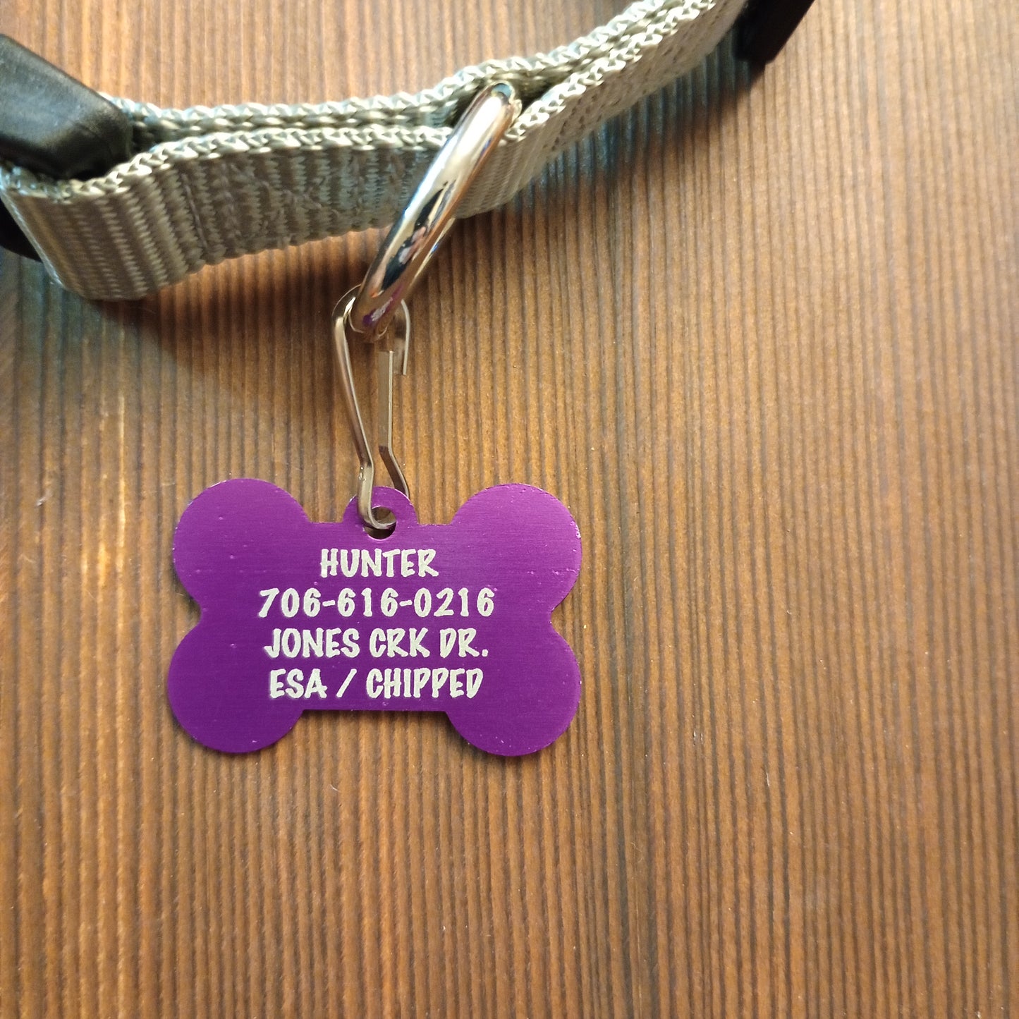 Purple Bone Shaped Pet Tag