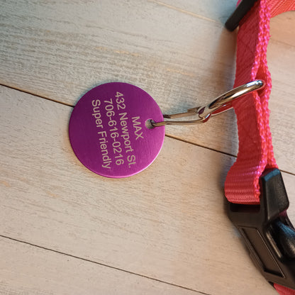 Purple Round Pet Tag (1.4 inch)