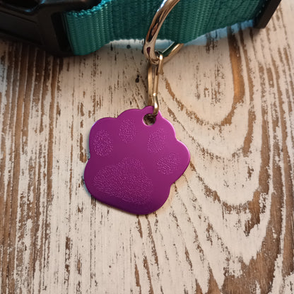 Purple Large Paw Pet Tag (1.4 inch)