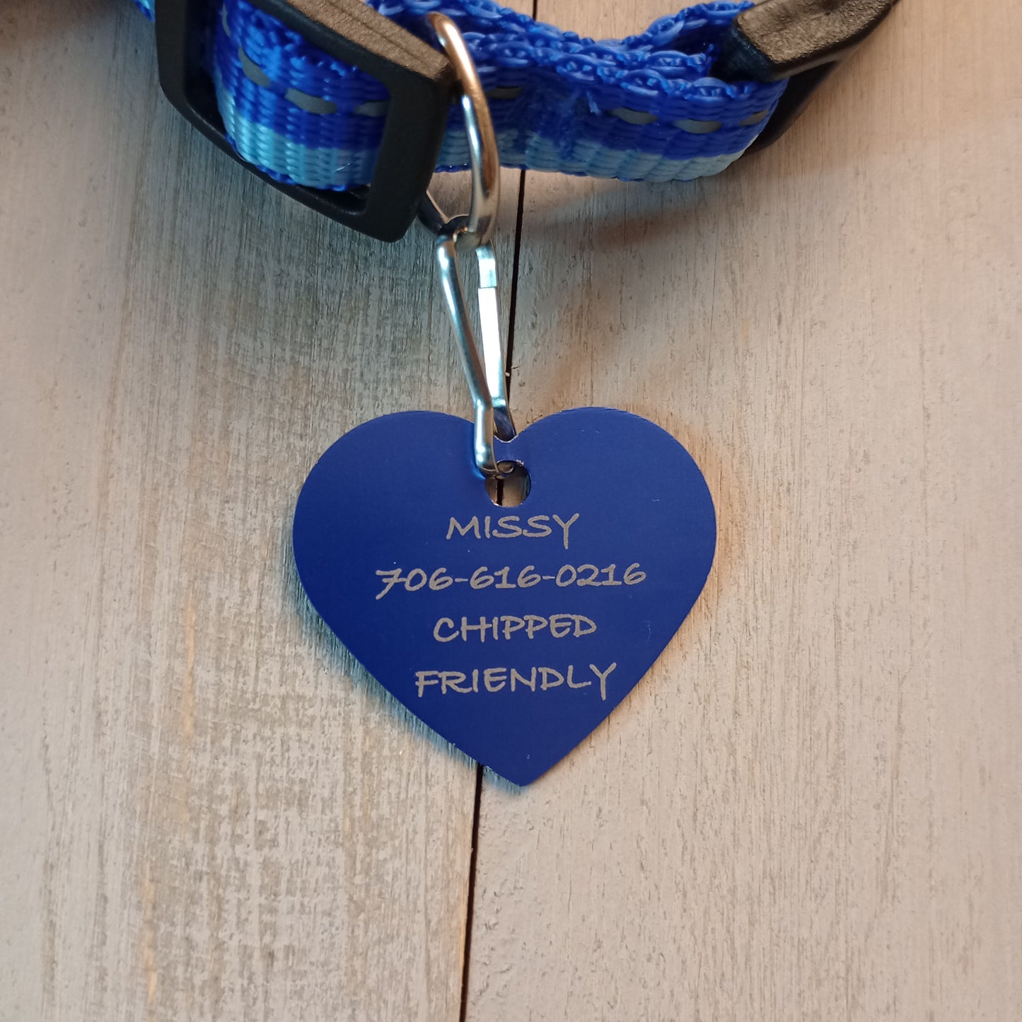 Dark Blue Heart Shaped Pet Tag