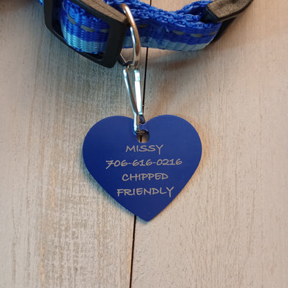 Dark Blue Heart Shaped Pet Tag