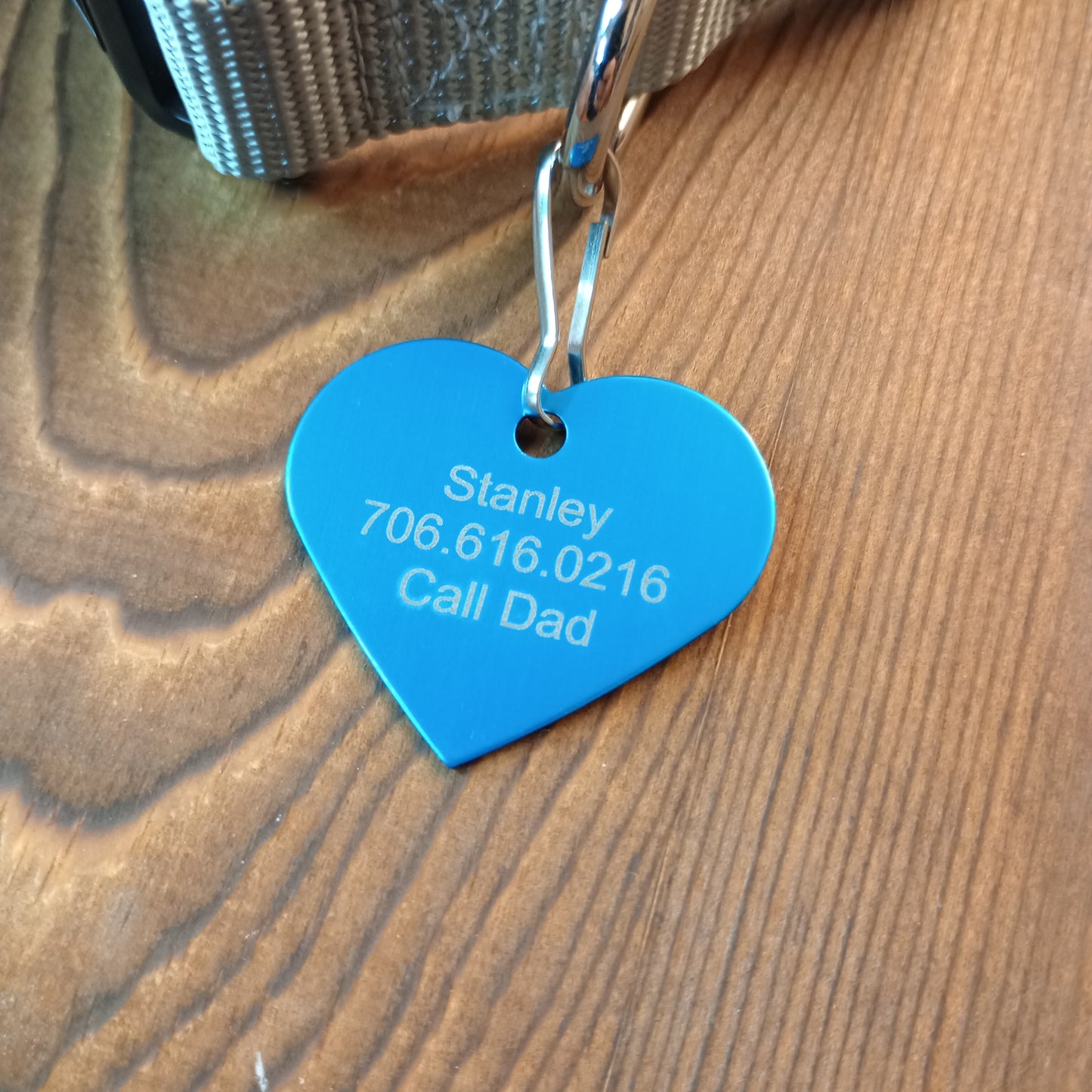 Light Blue Heart Shaped Pet Tag