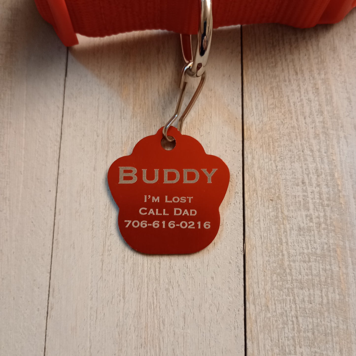 Red Large Paw Pet Tag (1.4 inch)