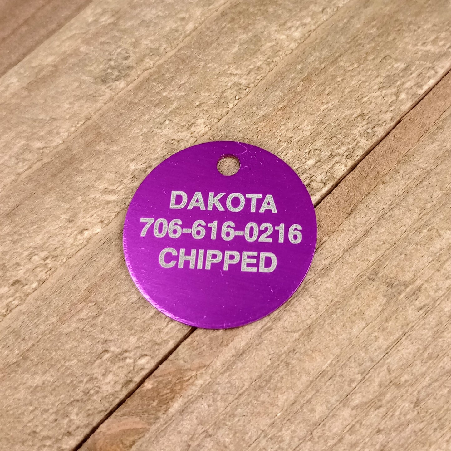 Purple Round Pet Tag