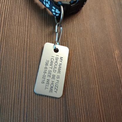 Silver Colored Rectangular Pet Tag