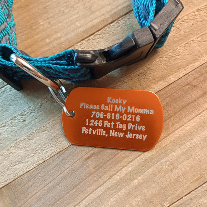 Orange Military Style Pet Tag.