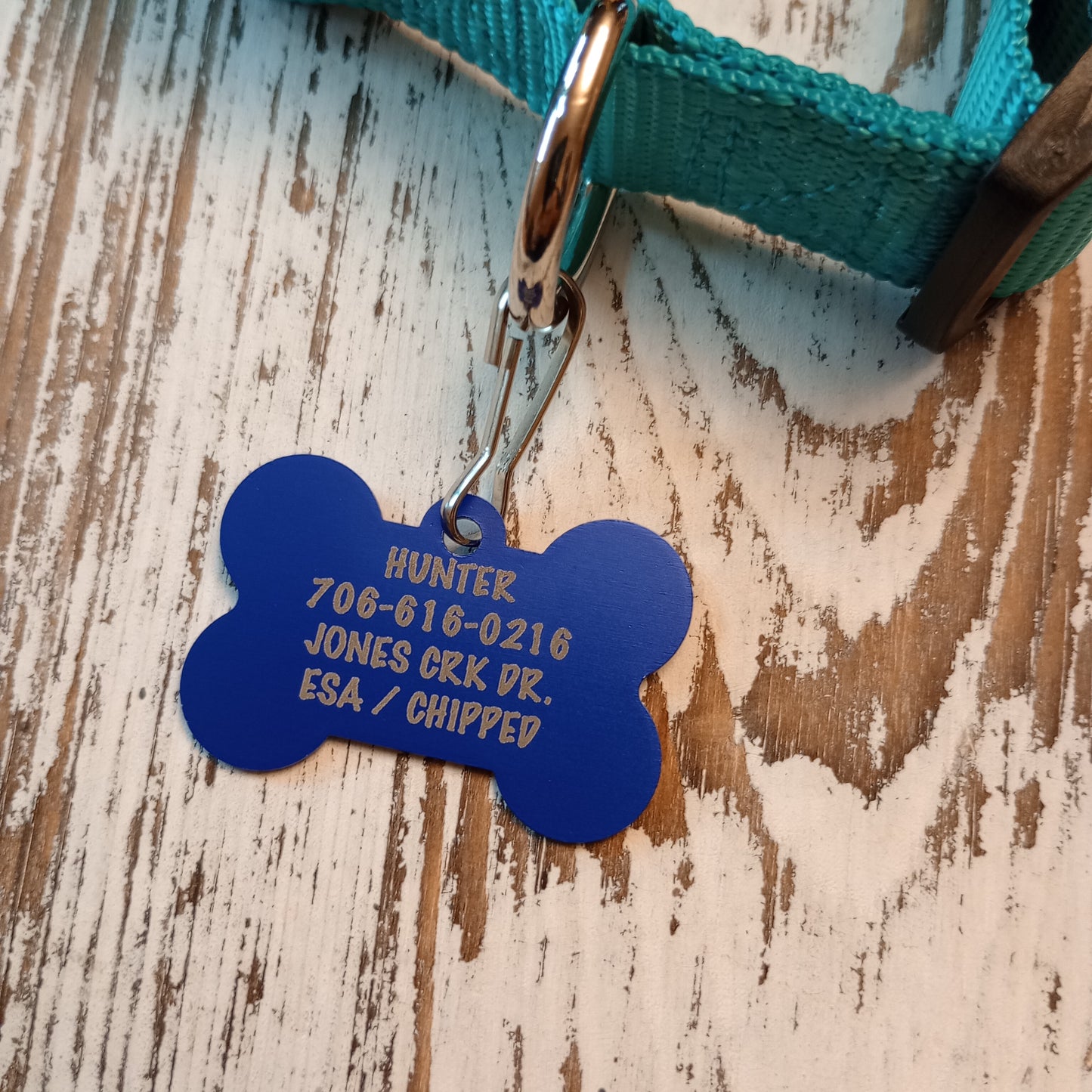 Dark Blue Bone Shaped Pet Tag