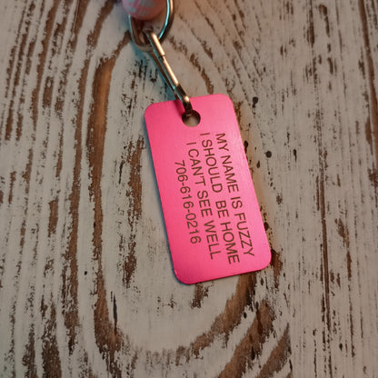 Dark Pink Rectangular Pet Tag