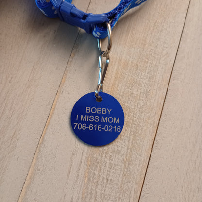 Dark Blue Round Pet Tag