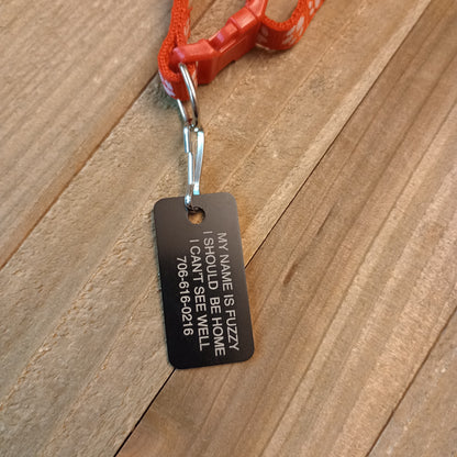 Black Rectangular Pet Tag