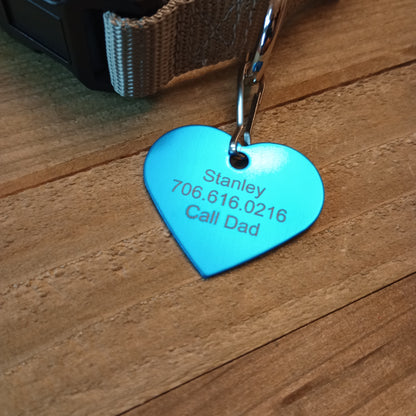 Light Blue Heart Shaped Pet Tag