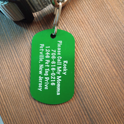 Green Military Style Pet Tag