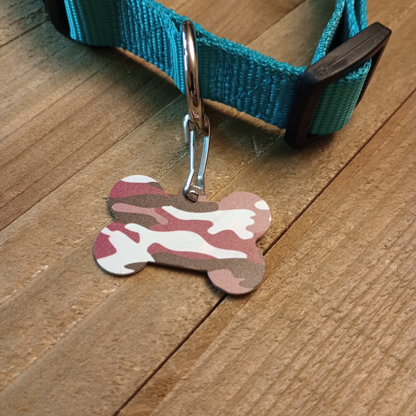 Pink Camo Bone Shaped Pet Tag