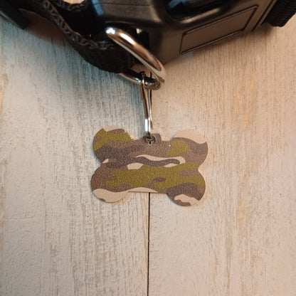 Woodland Green Camo Bone Shaped Pet Tag