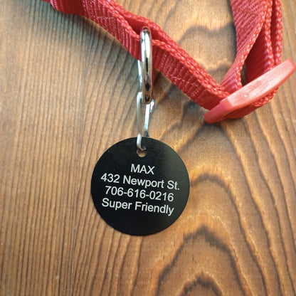 Black Round Pet Tag (1.4 inch)