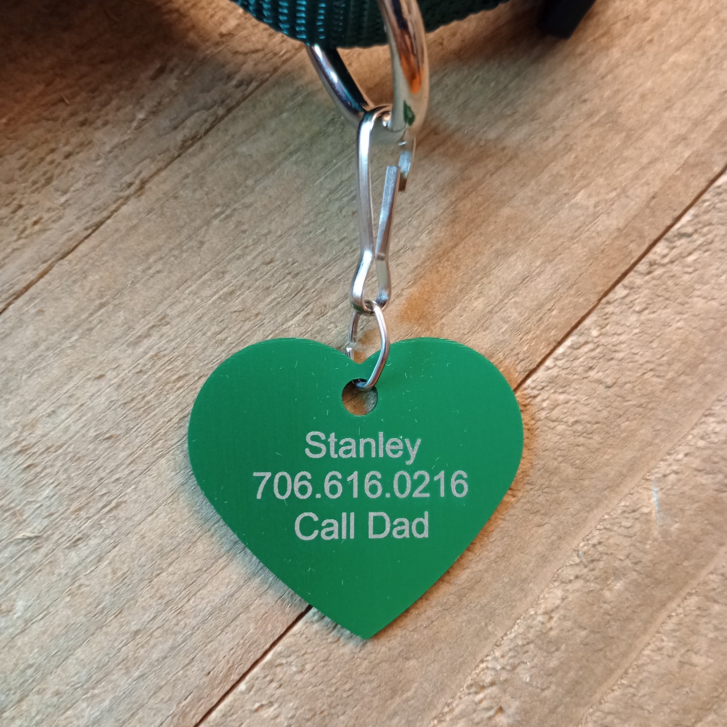 Green Heart Shaped Pet Tag