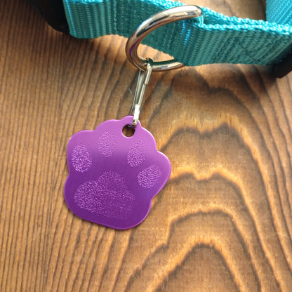 Purple Large Paw Pet Tag (1.4 inch)