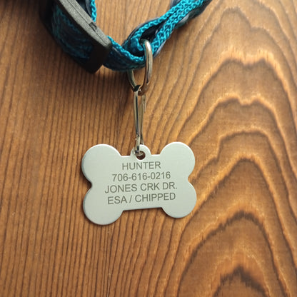 Silver Colored Bone Shaped Pet Tag