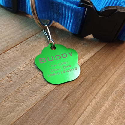 Green Large Paw Pet Tag (1.4 inch)