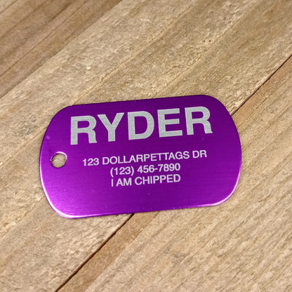 Purple Military Style Pet Tag