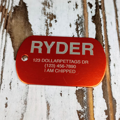 Orange Military Style Pet Tag.