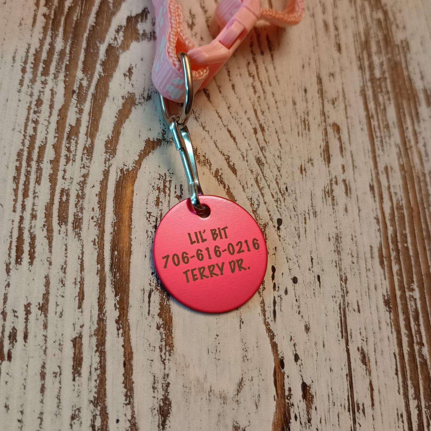 Dark Pink Round Pet Tag