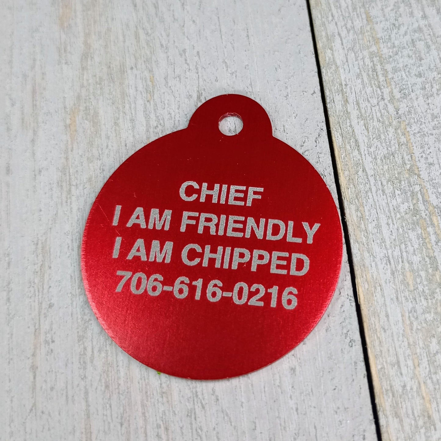 Red Round Pet Tag 1.25 inch