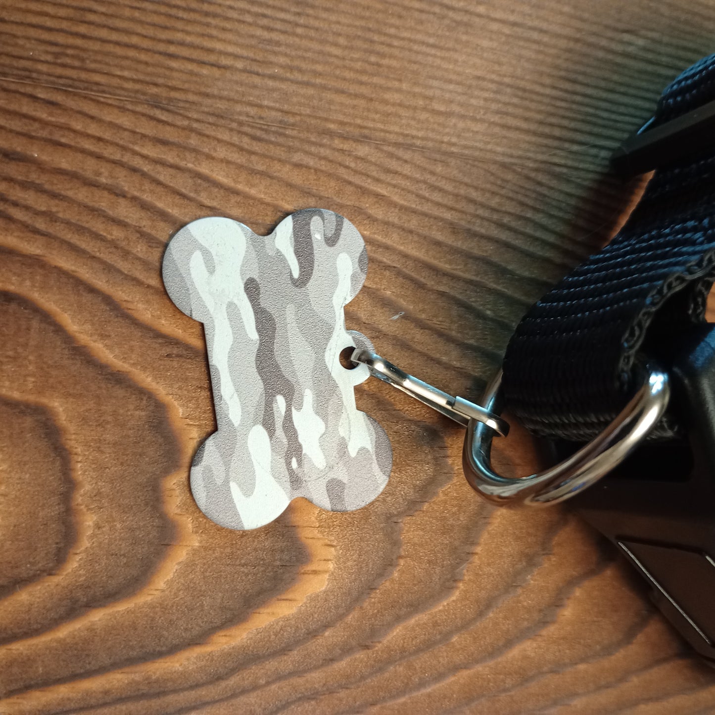 Gray Camo Bone Shaped Pet Tag