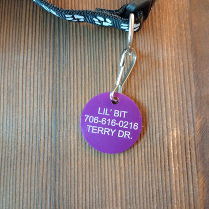 Purple Round Pet Tag